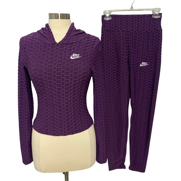 Nike Pants - Nike Purple Two Piece Top Pants Size S Purple Crushed Velvet
